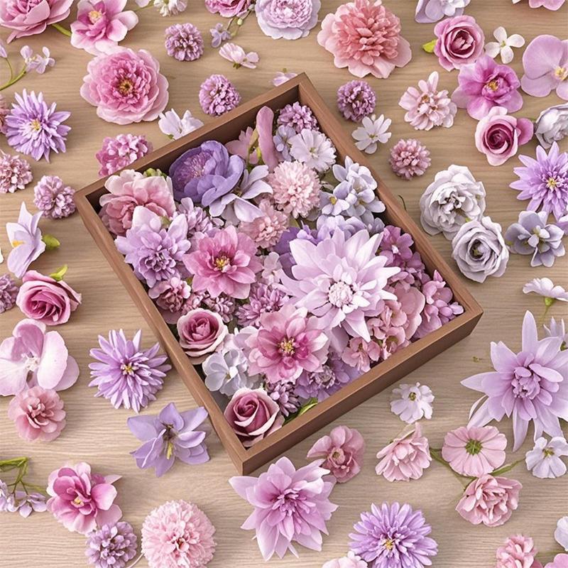 

20/50Pcs Pink Artificial Flower Head MSini Silk Artificial Rose Daisy Flower Craft Supplies Wedding Party Wreath Home Decoration 20Pcs фіолетовий