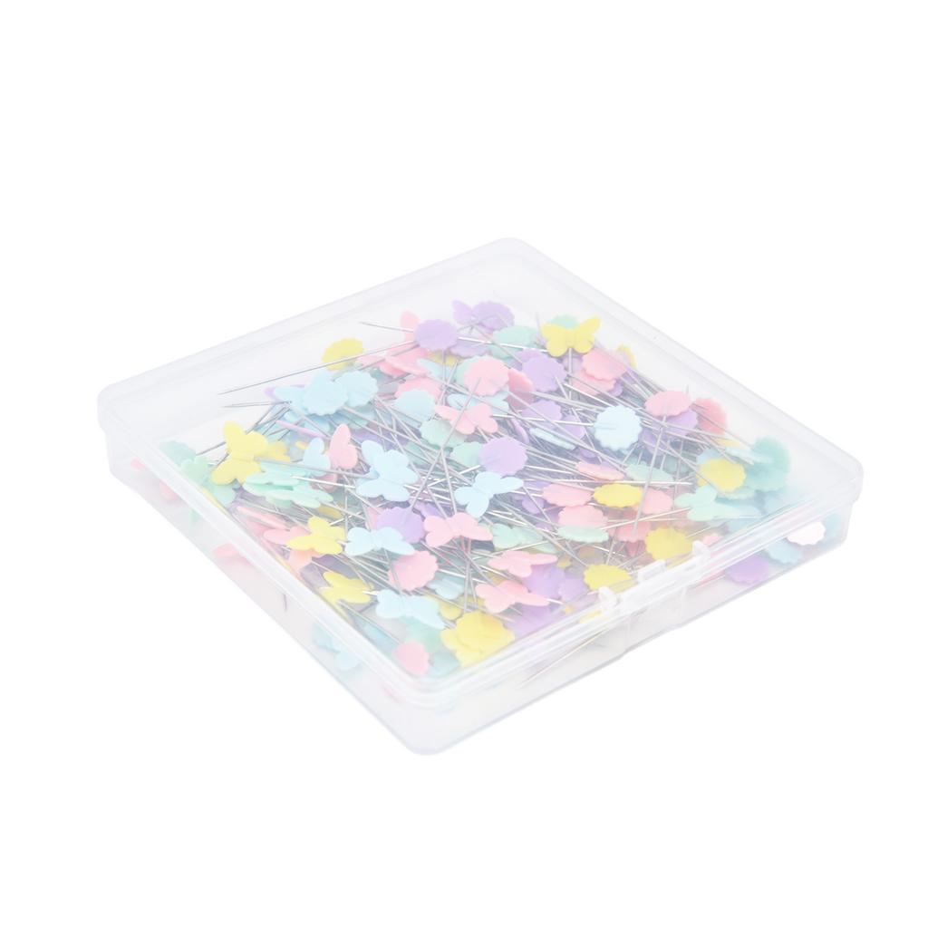 200Pcs Flower Button Head Pins Cute Flower Butterflies Colorful DIY Decorative Positioning Pin for
