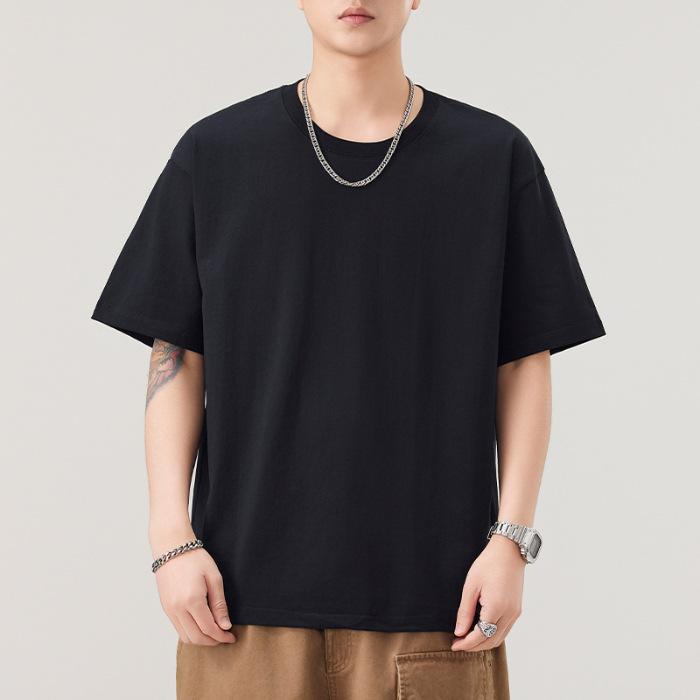 260g Heavy Short-sleeved T-shirt for Men's Summer New Loose Round Neck Five-point Sleeve T-shirt Pure T-shirt