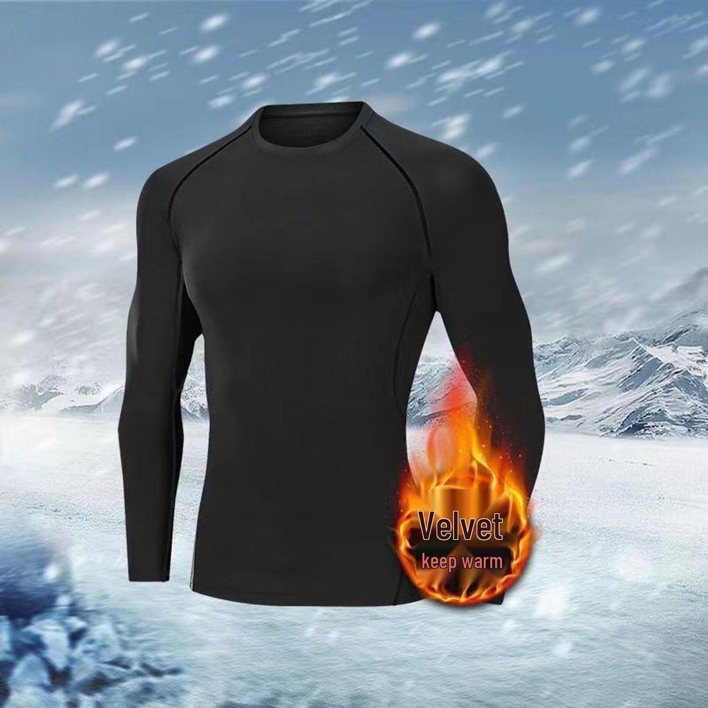 Winter Velvet Thickened Base Layer Fitness Top - Quick Dry Long Sleeve for Running & Exercise