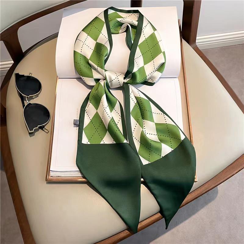 Luxury Design Long Silk Scarf Women Summer Fashion Bag Handle Ribbon Ladies Horse Print Headband Small Hair Scarves Female