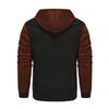 Men Zip Up Long Sleeve Pullover Casual Color Block Hooded Sweatshirt Drawstring Sport Winter Jacket With Pocket
