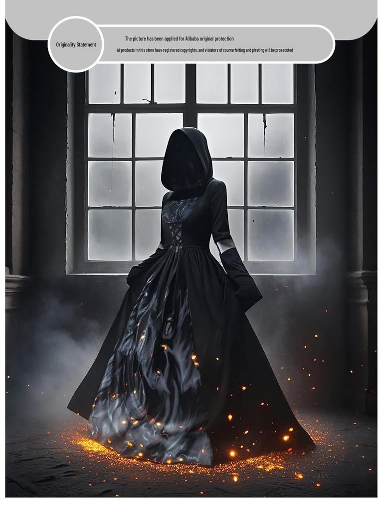 2025 Hexen Kapuzenskelett Zauberin Halloween Kostüm für Cosplay & Bühnenauftritt
