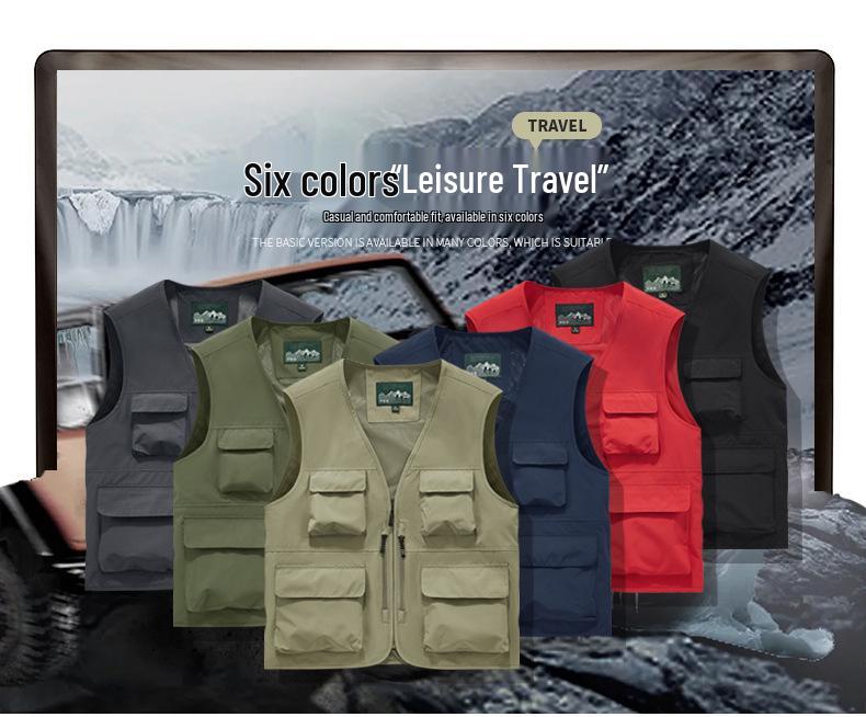 Men's Quick-Drying Sleeveless Photography & Fishing Vest with Multiple Pockets - Waterproof and Lightweight for Outdoor Activities