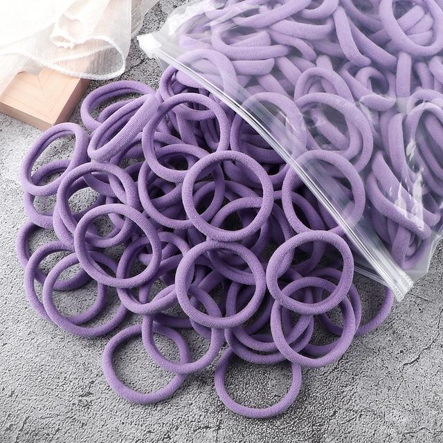 50 Solid Color Elastic Hair Ties - 4cm Girl's Ponytail Rings, Hot Sale Hair Accessories