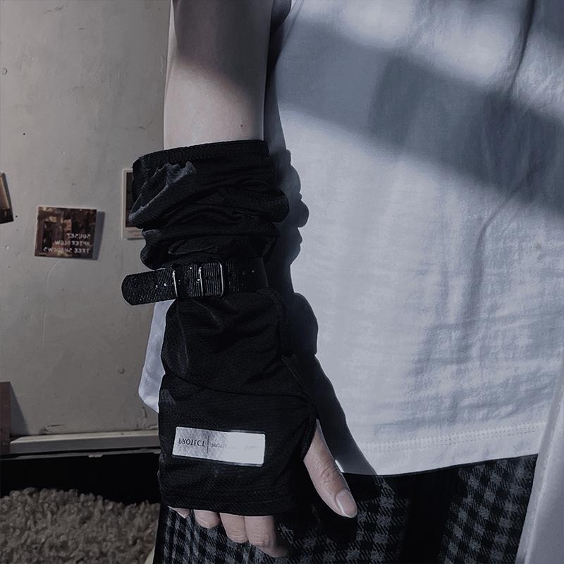 2025 Spring Summer Hip Hop Punk Fingerless Long Gloves Women Multifunction Adjustable Webbing Buckle Goth Y2k Arm Sleeves