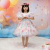 2024 New European & American Girls' Puff Sleeve Floral Mesh Tulle Princess Dress