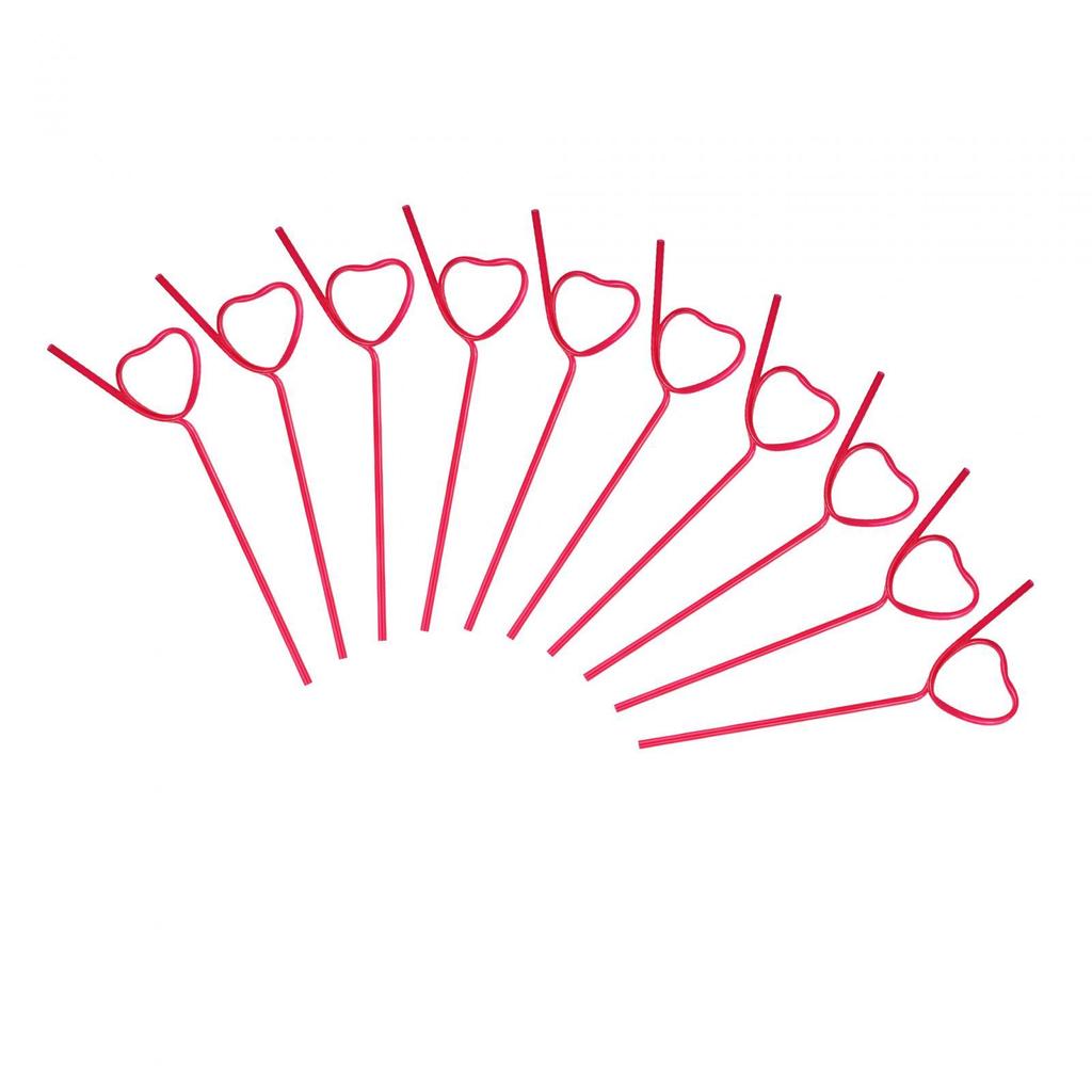 10Pcs Heart Shaped Straws Party Favors for Anniversary Holiday Bridal Shower