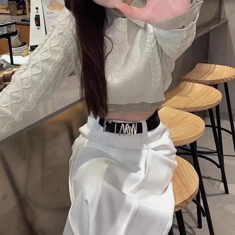 Stylish Abstract Design Women's Pu Belt For Versatile Fashionable Black Jeans