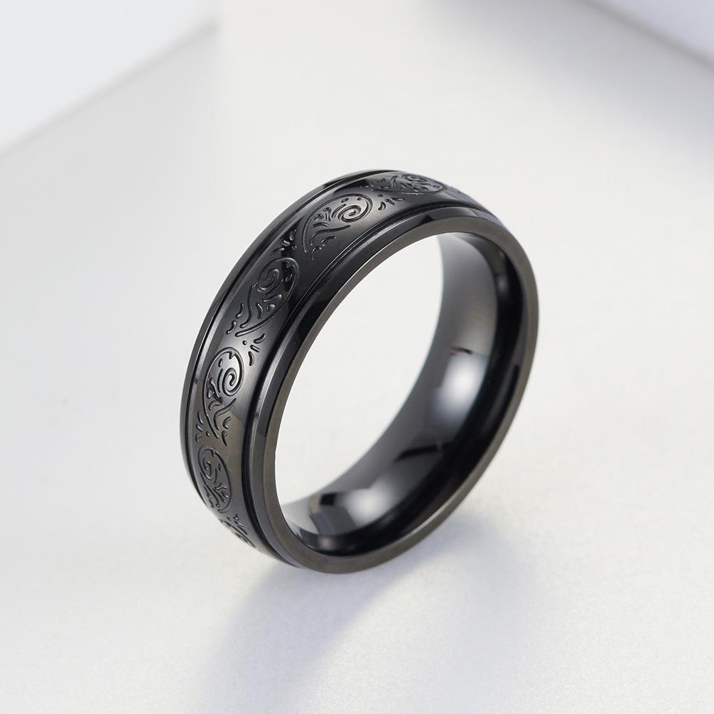 Minimally Patterned Titanium Steel Wedding Engagement Ring Couple Pairing Ring Bracelet