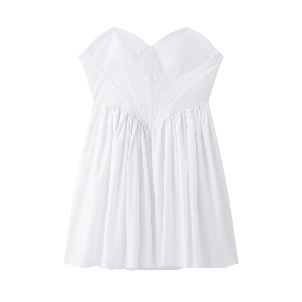 Spring 2025 Women's Heart Neckline Sleeveless Short Dress - European & American Style