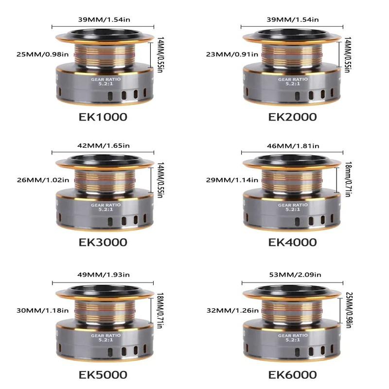 New Professional Ultralight 1000~7000 Series 5.2:1 Gear Ratio 26LB Max Drag CNC Metal Spool Spinning Fishing Reel for Freshwater and Saltwater