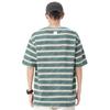 Men's Loose Fit Striped Cotton Crew Neck T-Shirt with Embroidery