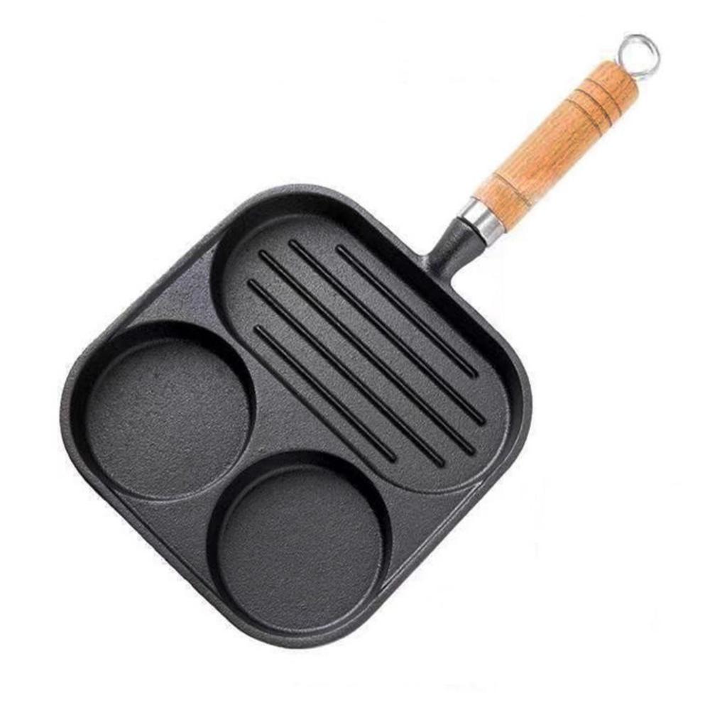 Cast Iron Pan with Wooden Handle Induction InductionreadySection PreSeasoned Breakfast Skillet