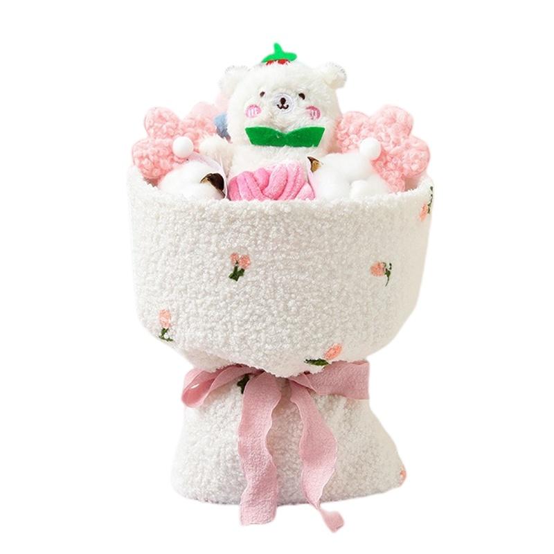 Cute Plush Teddy Bear Bouquet With Roses Ideal Gift For Valentine's Day