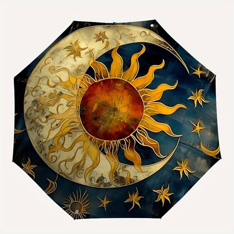 

1pc Sun Moon Auto Open/close, All-Season Portable Folding Umbrella for Women & Men, Travel, Everyday, Formal Events - Compact Luxury Parasol, Outdoor