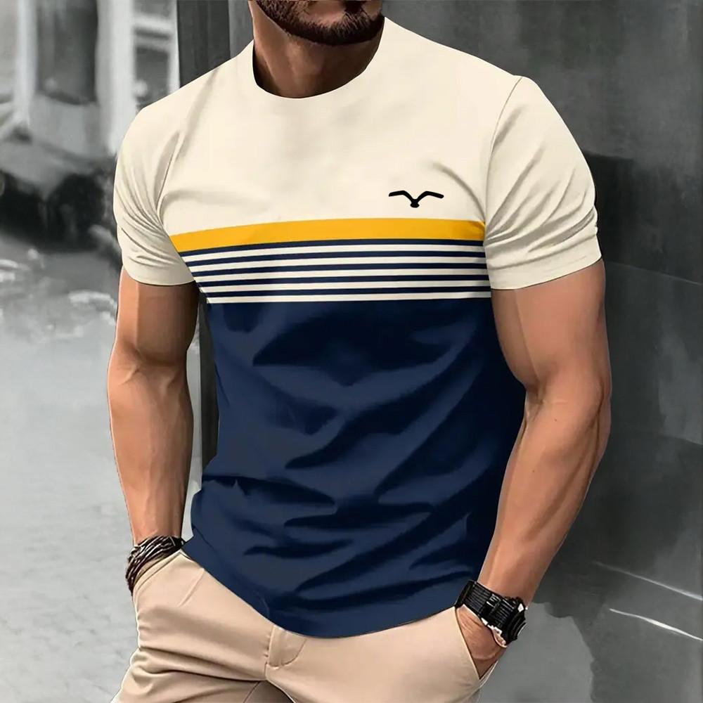 Fashionable men's T-shirt summer outdoor casual round neck short sleeved top