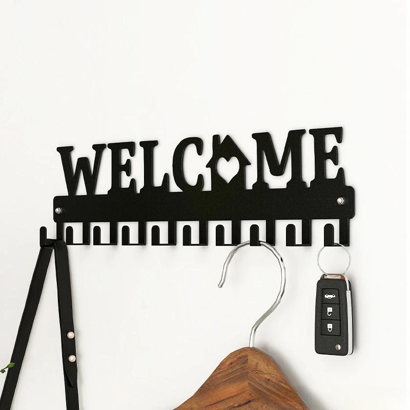 Sladký domov Černý kovový balkónový nástěnný věšák na oblečení Držák na klíče Kuchyňský organizér Koupelnové úložné háčky