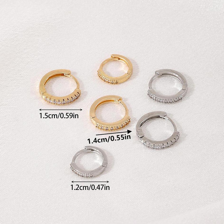 Round Diamond Earrings Ear Buckle Set Women's Simple Temperament Earrings Premium Ear Jewelry
