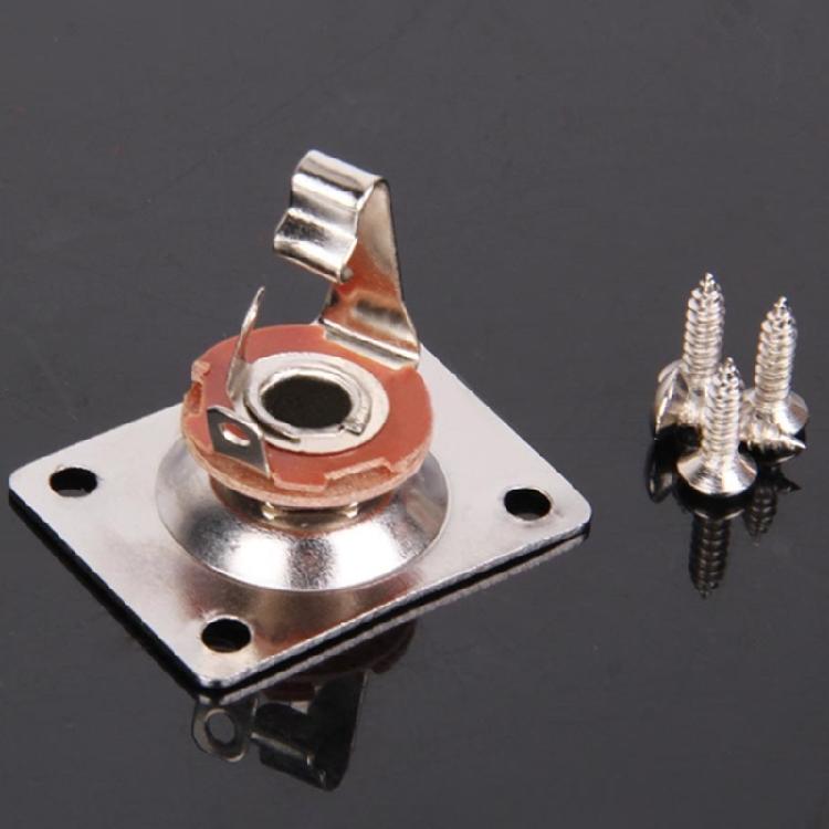 Metal Output Input Jacks Plate Screws Guitar Replacement Parts 1/4 Inch Square