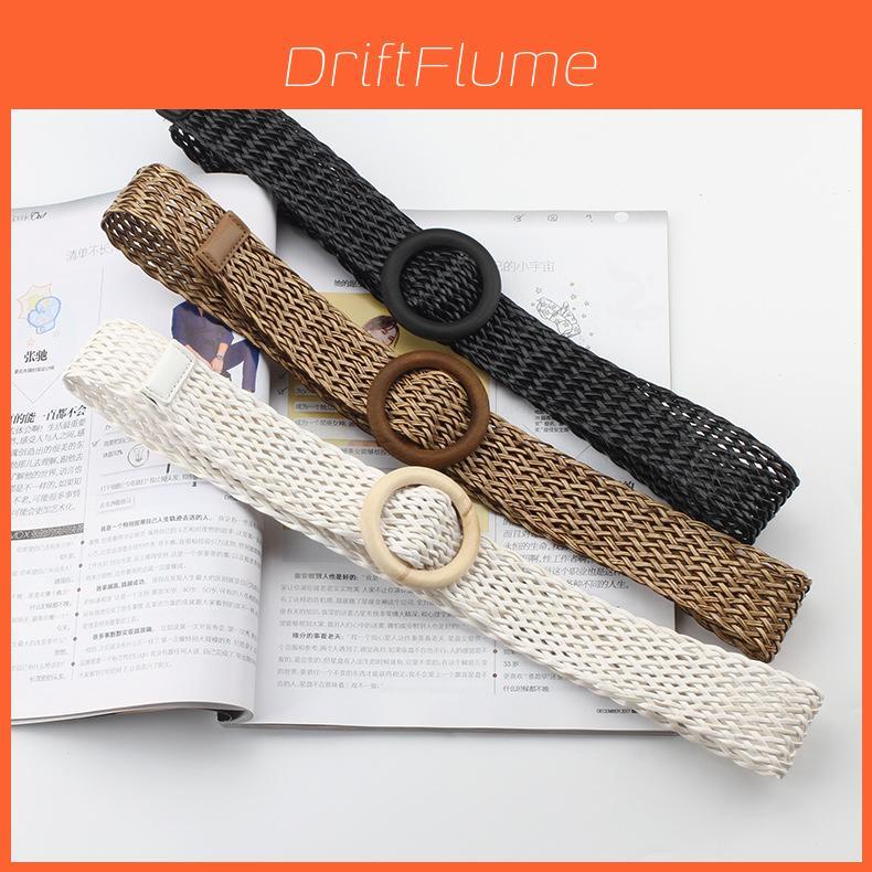 Female Organic Fabric Belt With Wooden Closure For Summer Wear And Lounge Outfits