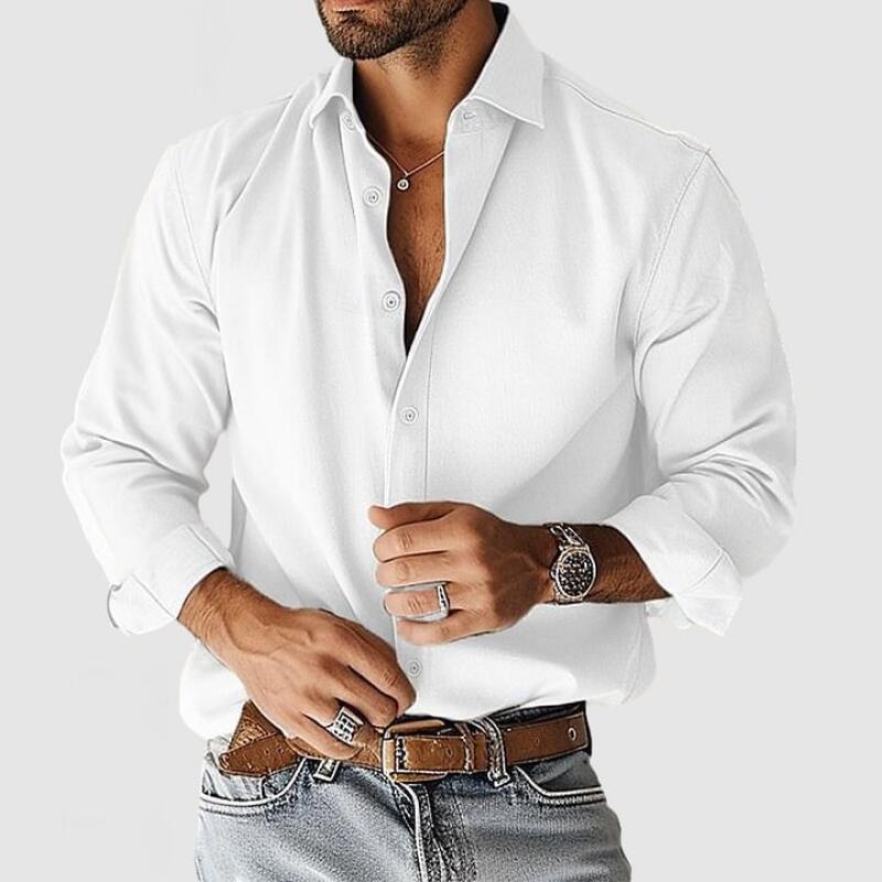 Men's Long Sleeve Casual Shirts Button Down Business Casual Shirts Regular Fit Dress Shirt for Men