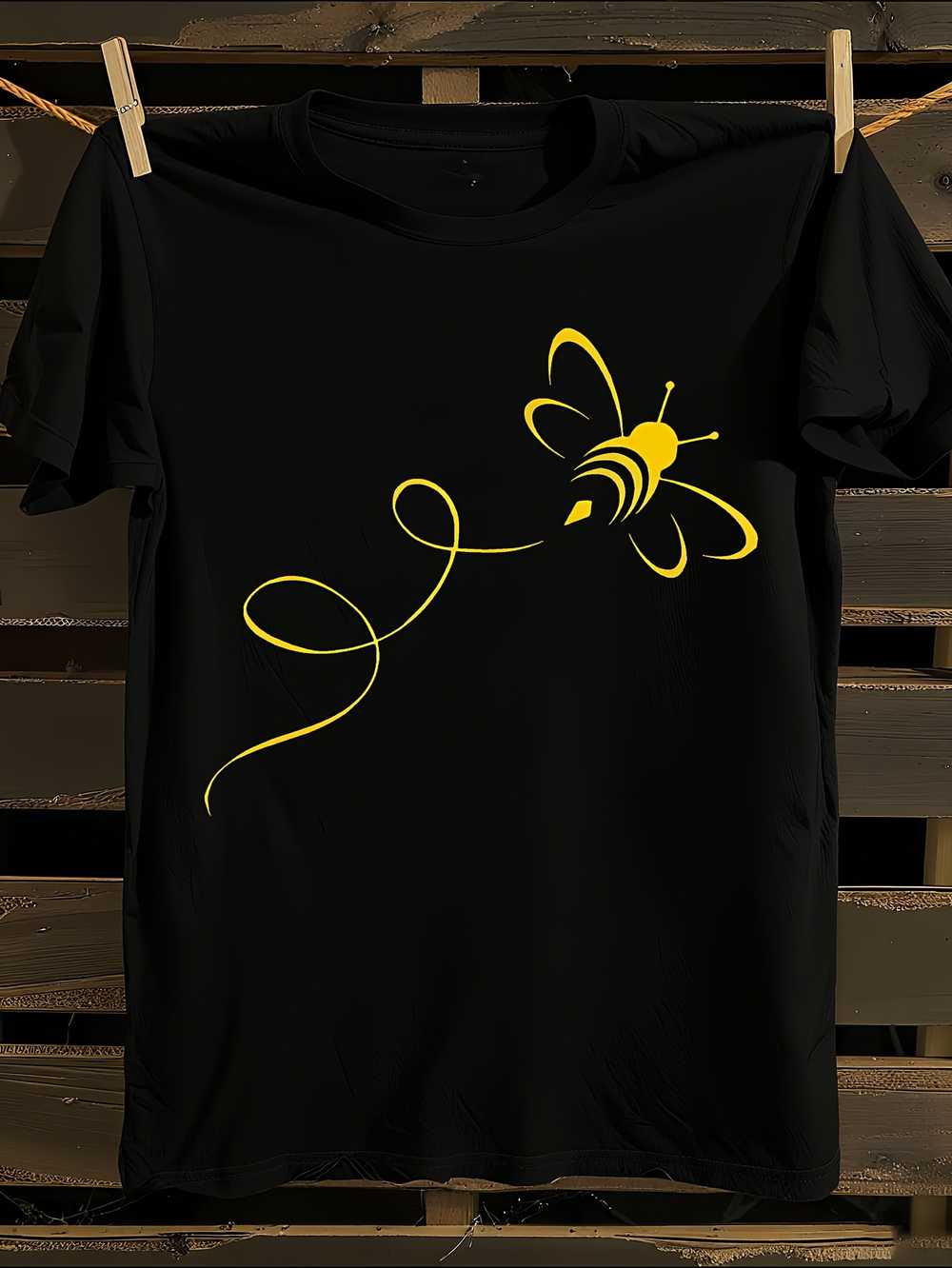 Golden Bumble Bee & Honey Bee Graphic T-Shirt Mens Tshirt Womens Tshirts with Letters Print Short Sleeves T-Shirt Casual Street Tee Shirt Top XXL