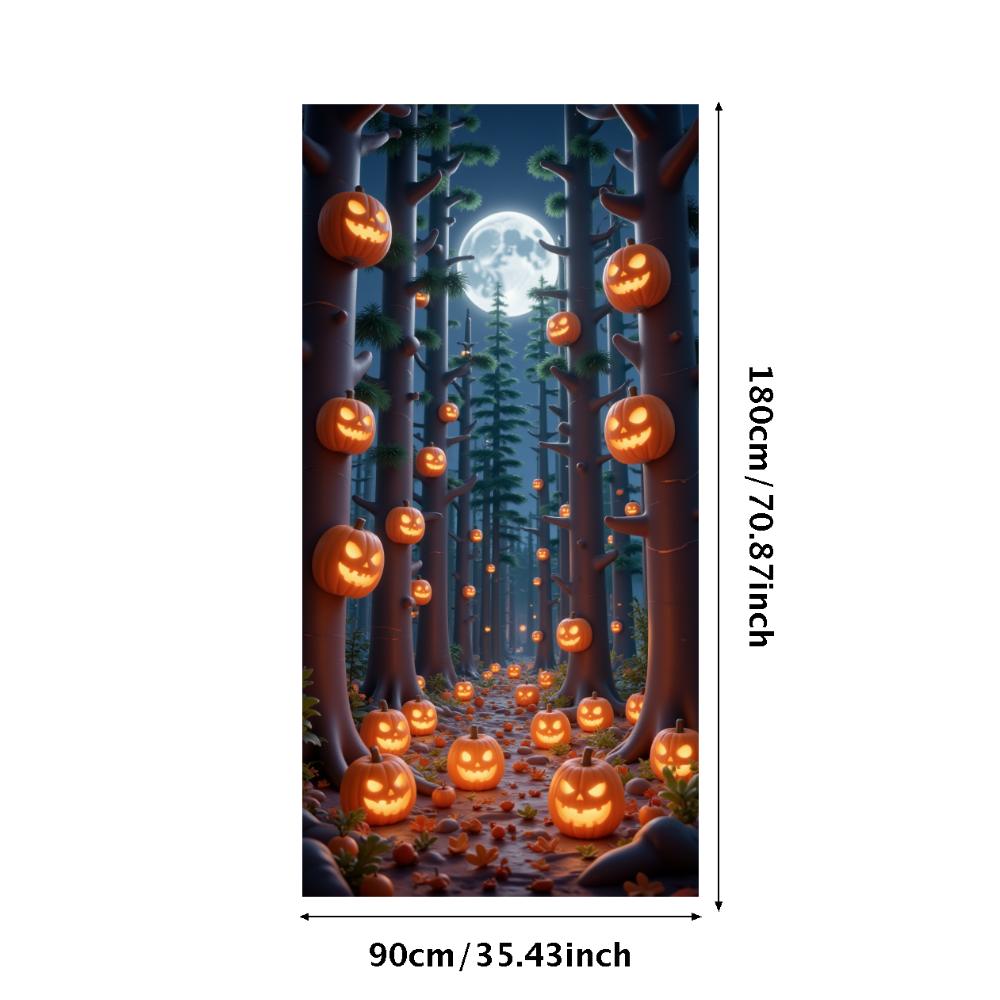 Jack O Lantern Banner Starry Sky Forest Theme Banner Pumpkin Banner Halloween Theme Spooky Decoration For Autumn Celebration