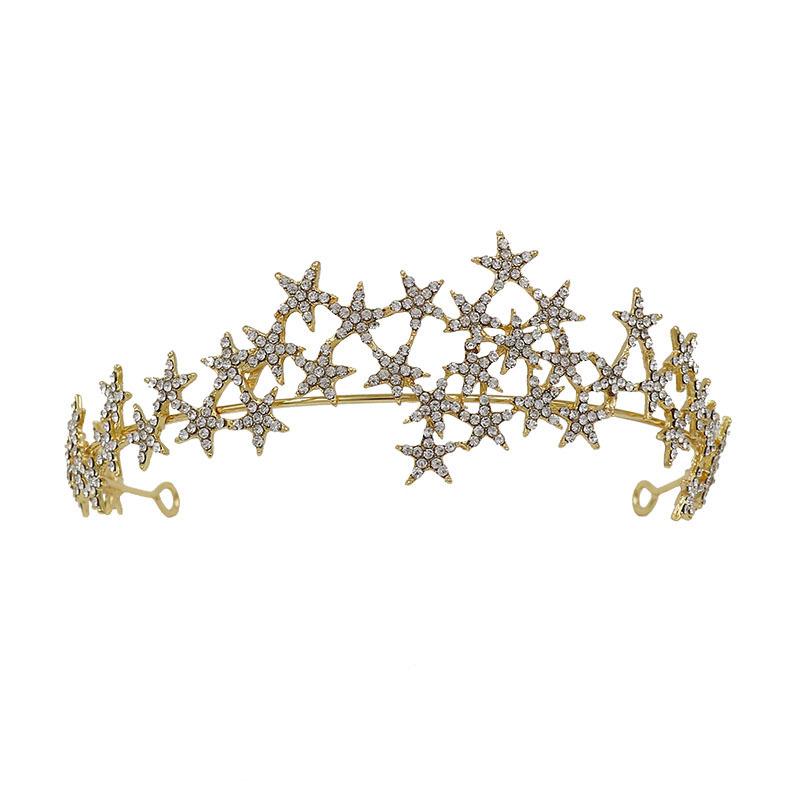 Bride's Crown Headwear European and American Hair Band Accessories Five Pointed Star Rhinestone Wedding Dress Styling Accessories