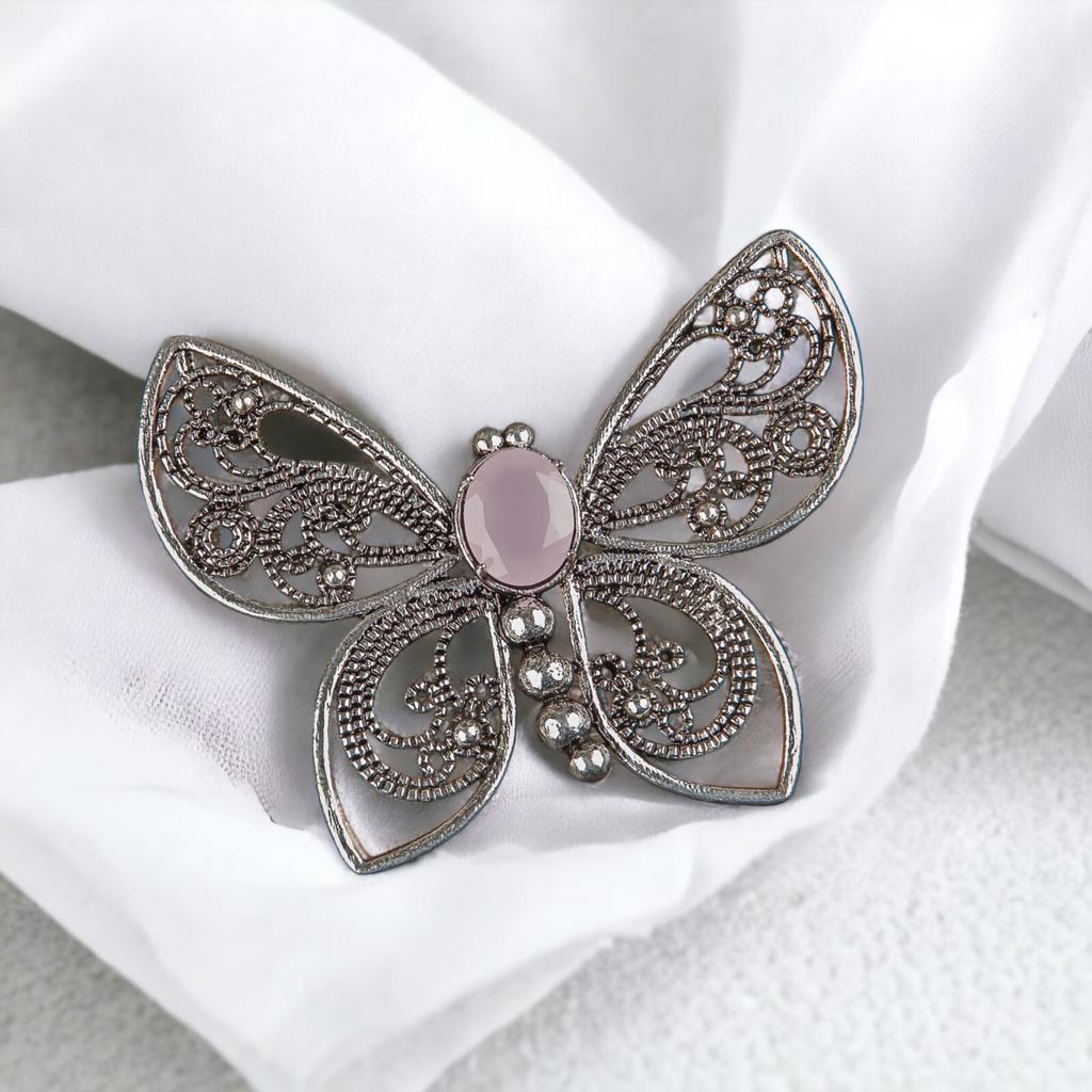 Natural Gemstone Butterfly Pendant, Elegant And Artisan Jewelry 925 Silver 1.66" CP-13
