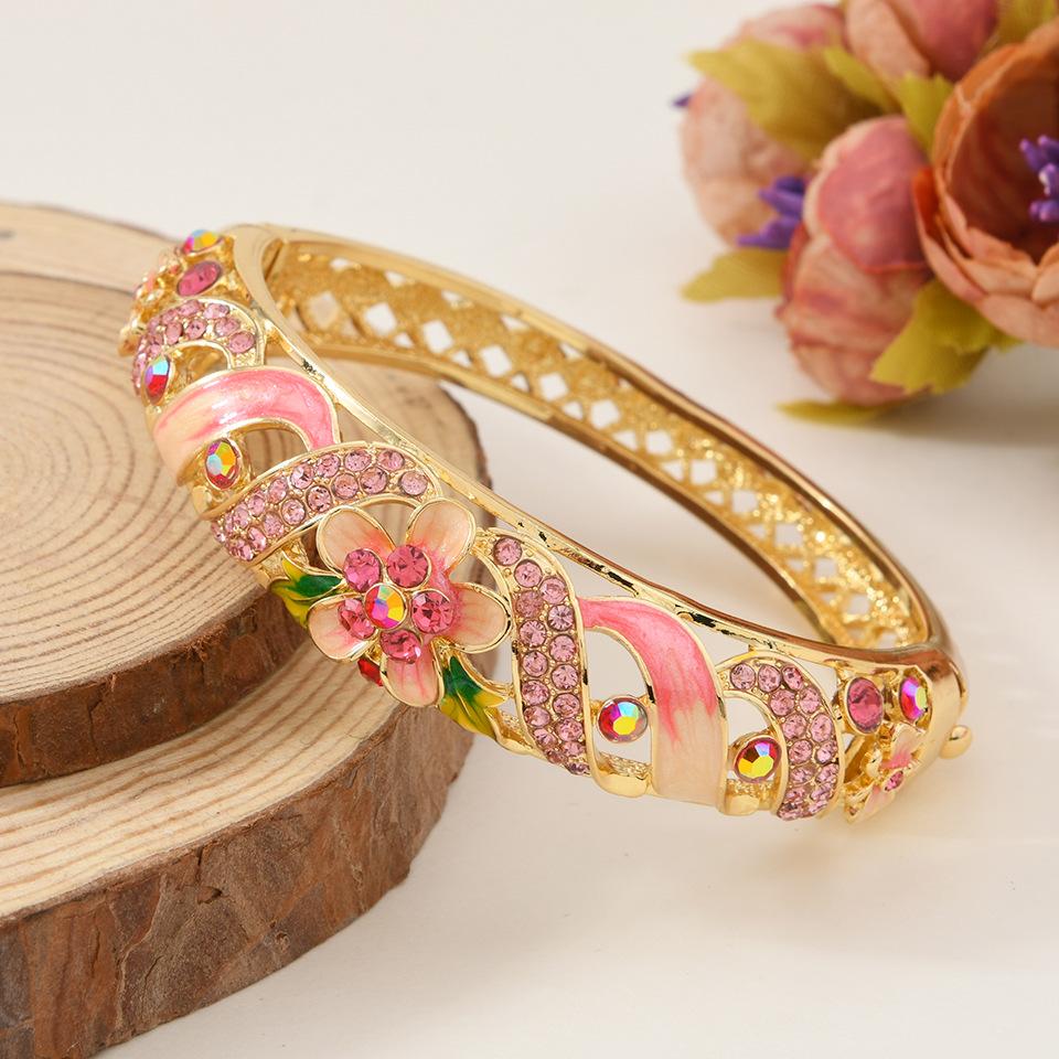 New Hollow Carved Enamel Multi-color Open Bracelet