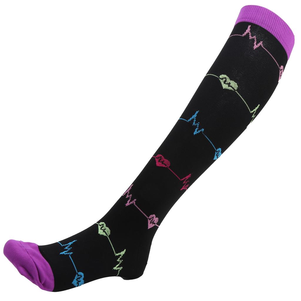 1 Paar Outdoor-Sport Kompressionssocken Laufen Radfahren Bergsteigen Wadenlange Socken (L XL)Schwarz