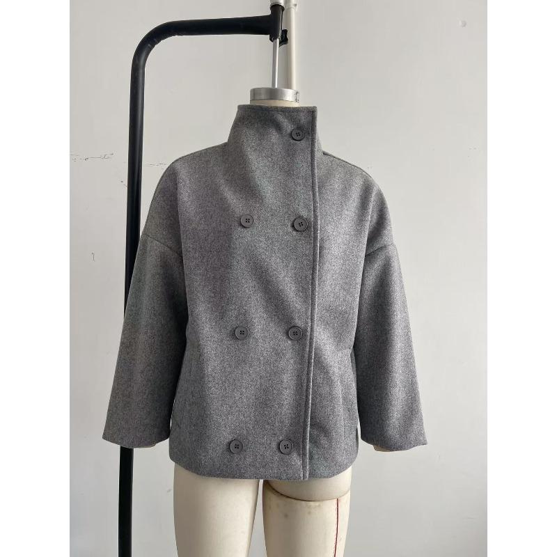 Neutral temperament commuter stand-up collar double-breasted