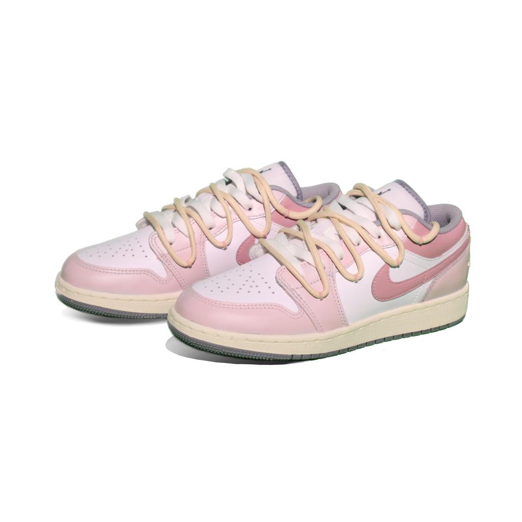 Jordan Air Jordan 1 Low Slip Resistant Abrasion Resistant Low top Vintage Basketball Shoes GS Pink 553560-053(TeamX-GS)