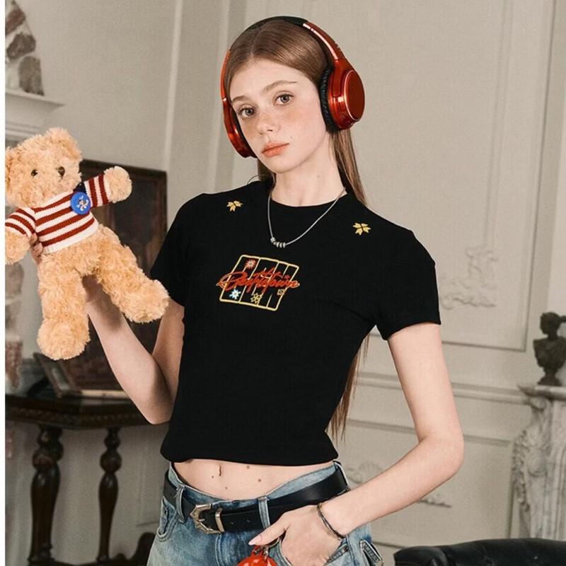 ICH MODE Women s American Print Slim-Fit Short Sleeve T-Shirt XL