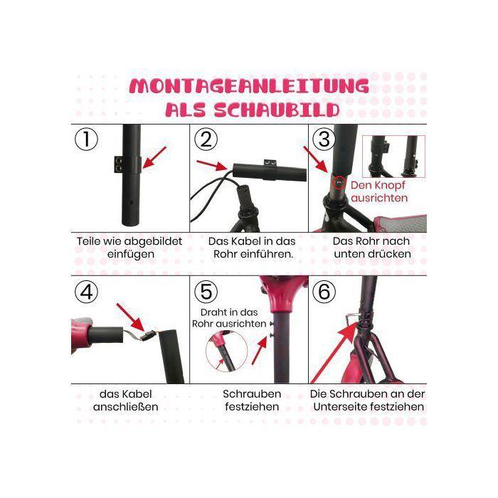 Elektrisk sparkcykel för barn - Leawin - Räckvidd 5 - 8 KM - Max 14 km/h - Bluetooth - Elektroniskt bromssystem - rosa