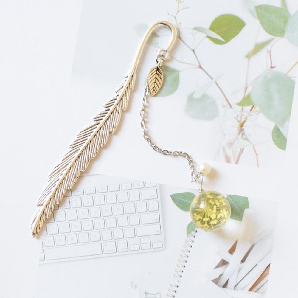 Page Holder Feather Bookmark Crystal Pendant Dried Flower Flower Specimens Metal Book Mark Bookmark