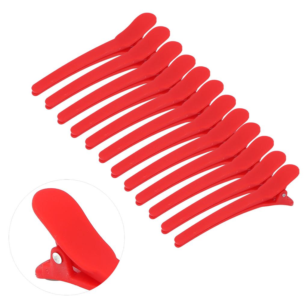 12Pcs NonSlip Hair Styling Clips Plastic Duckbill Hair Clip Hairdressing Hair Barrettes Red