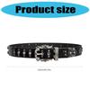 Gothic Studded Belt for Women Slightly Adjustable Clasp Double Row Hole Nonslip Design PU Leather Waistband