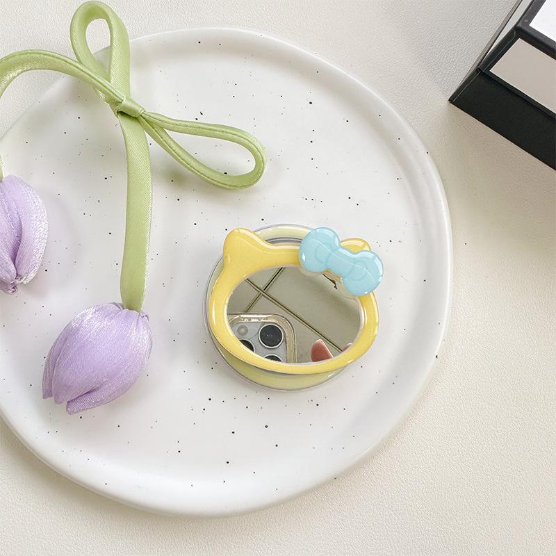Bow Cat Mirror Mobile Phone Airbag Bracket Wind Makeup Mirror Paste Magnetic Magsafe Creative