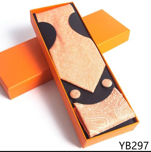 Herrenkrawatte mit quadratischer Manschette, Geschenkbox-Set, Business-Casual-Krawatte, Orange, Geschenkbox
