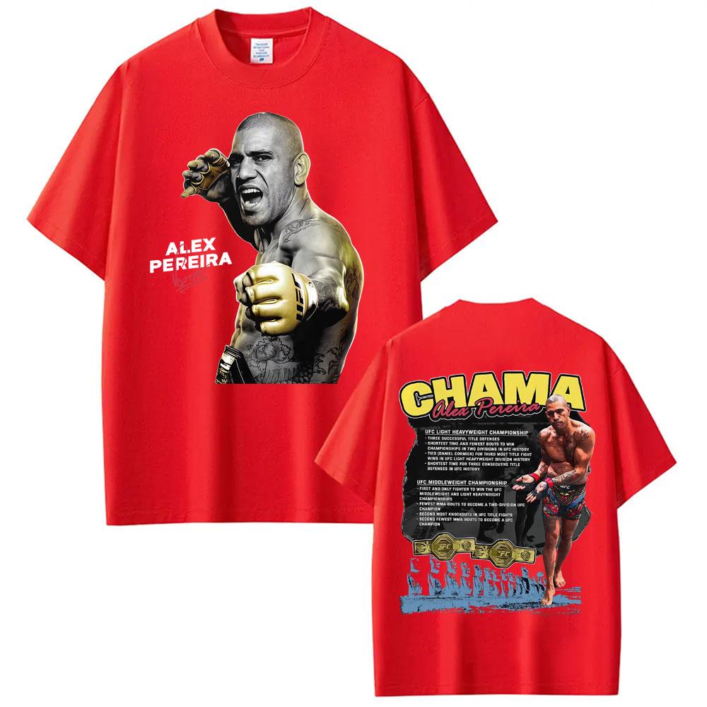 Limited Chama Alex Pereira Double Sided Print T Shirts Unisex Women Harajuku Violence Aesthetic T-shirts Gothic 100% Cotton T Shirt S