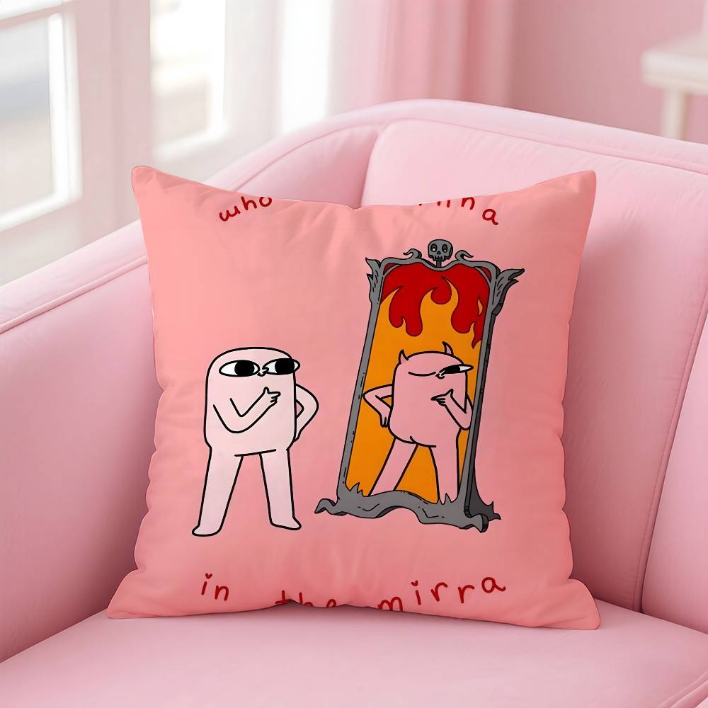 Kwaii Cute K-Ketnipzs The B-Bean Anime Pillow Case Anti-Dustmite Pillowcase Invisible Zipper Silky Short Plush Sofa Cushion Cove