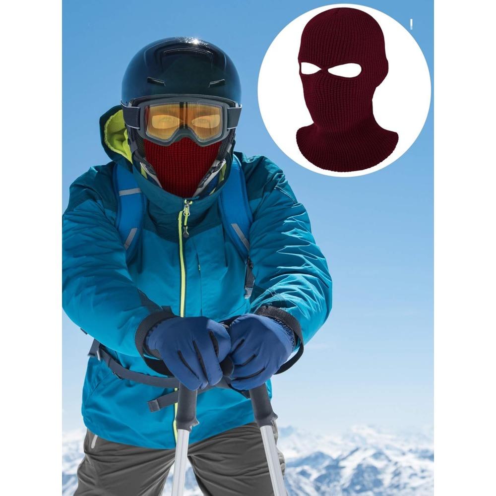 3-Hole Knitted Full Face Cover Ski Mask, Adult Winter Balaclava Warm Knit Full Face Mask for Outdoor Sports