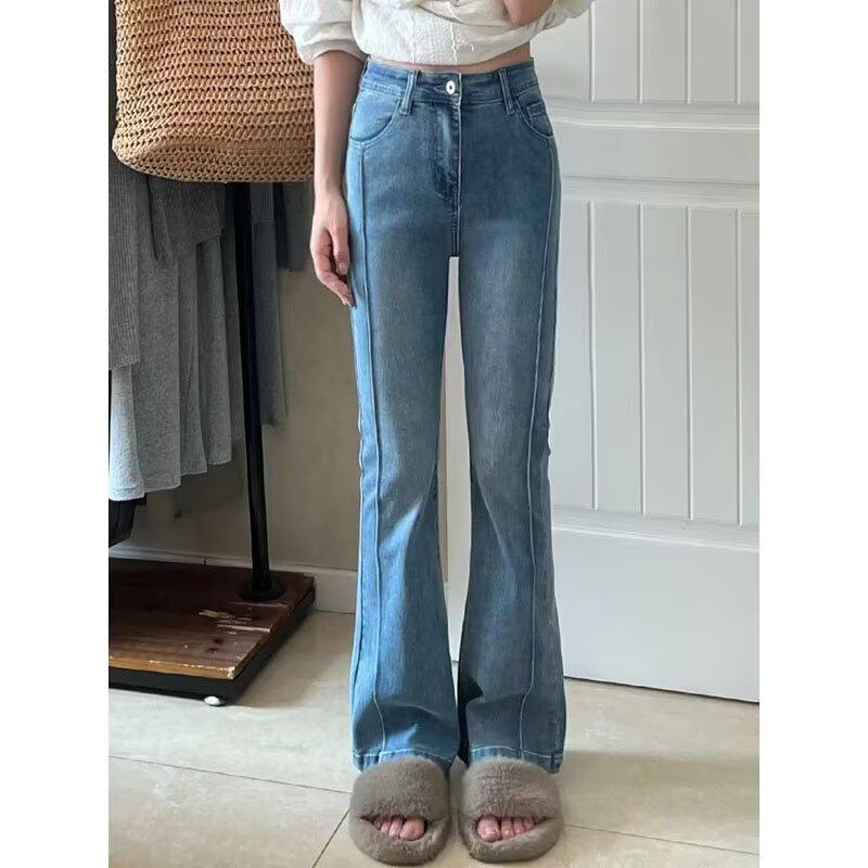 

2026 Spring/Summer Women s High Waist Retro Micro-Flare Jeans - Slimming Horseshoe Pants for Pear Shapes Small