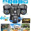 V380 Pro 4G IP Camera 15MP Wifi Triple Lenses Triple Screens Human Detection Security Video Monitor Outdoor Waterproof CCTV Camera