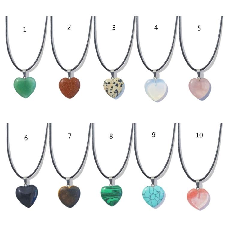 Natural Stone Necklace Wax Rope Necklace Pendant Jewelry Gift for Women Men