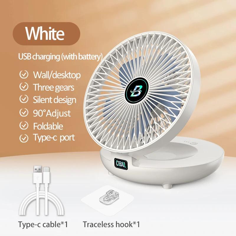 2026 Best Selling Rechargeable 90° Adjustable Desktop Fan Portable Air Conditioner Wall Mounted Fan Foldable for Home Office