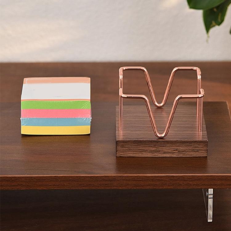 Notizständer aus Eisendraht mit Holzsockel Notizaufbewahrungsbox Memo-Blockbox Notizzettelbox für Schreibtischorganisation 94x94mm