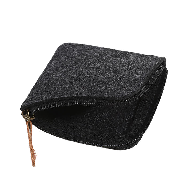 1 Stück Kompaktes Damen Herren Kurzes Kartenetui Geldbörse Filz Kleingeldfach Tragbare Reißverschluss Münzbörse
